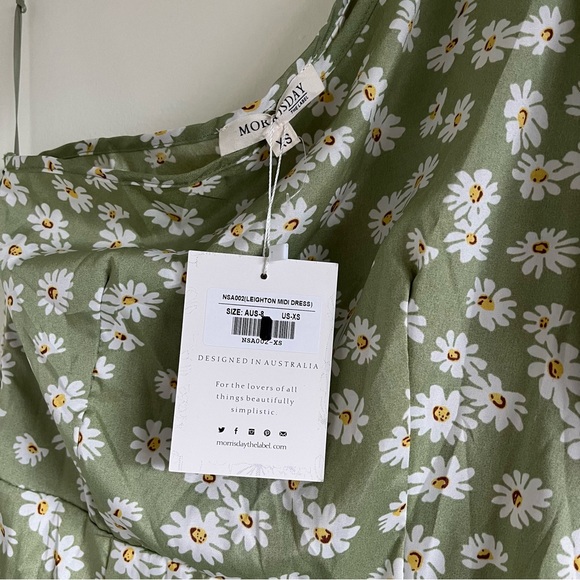 🆕 One Shoulder Daisy Green Midi Dress - Picture 8 of 10